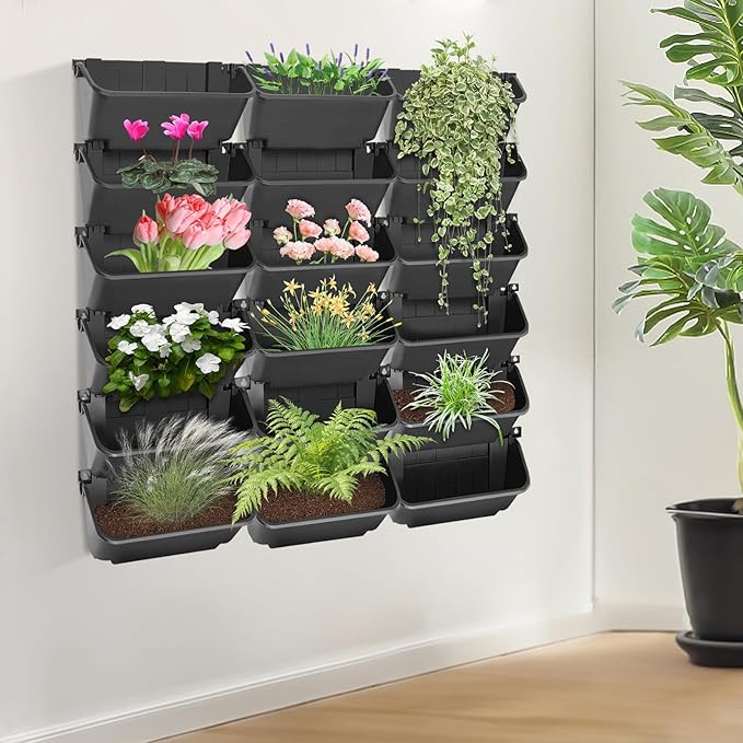 Vertical Wall Planter with 18 Pots, Hanging Garden Plant Flowerpot Holder - Image 9