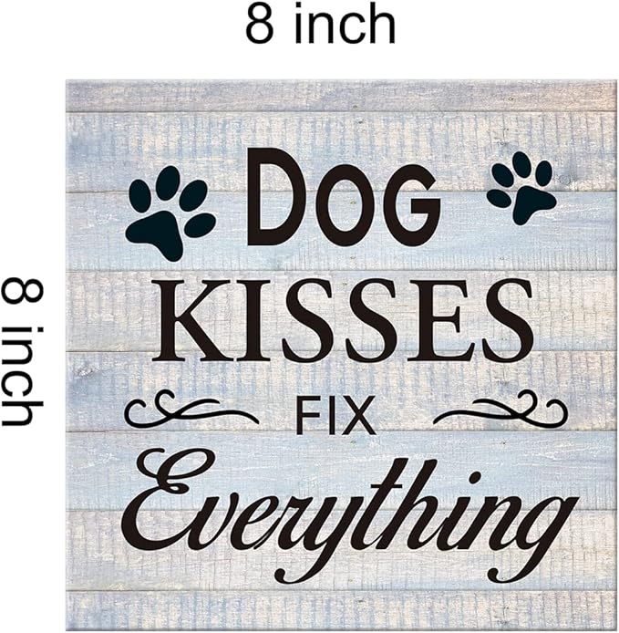Funny Farmhouse Dog Canvas Wall Art Decor Dog Kisses Fix Everything Rustic Sign - Image 2