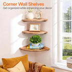 Gieanoo Corner Wall Shelf, 12inch Solid Oak Wood Floating Corner Shelf - Image 7
