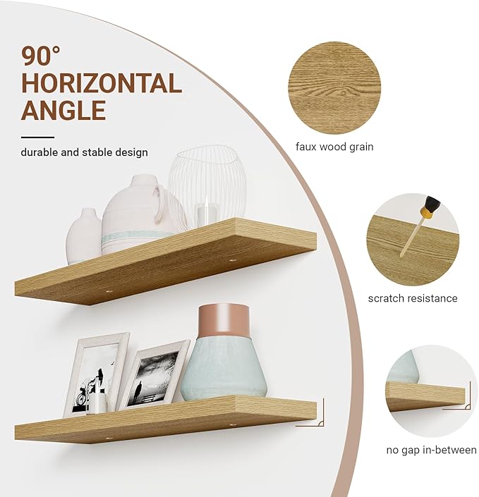 Heimlove Floating Shelves for Wall Set of 2, 9.3" Deep Wall Shelves, 39.4" W x - Image 4
