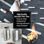 AULIGET 20 Sheets Black Slate Peel and Stick Backsplash, PVC Mixed Metal Silver - Image 5