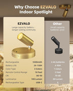 EZVALO LED Spotlight Indoor, 5500mAh Rechargeable Battery-Powered Uplights - Image 9