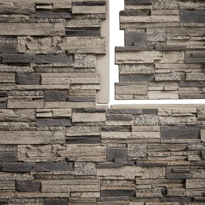 EverStone Cascade Faux Stone Panel, 48 5/8"W x 24 3/4"H x 1 1/4"D, Urban Color - Image 9