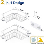 YASONIC Shower Caddy Corner, No Drilling Shower Organizer Corner - Image 2