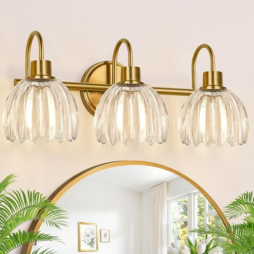 3-Light Bathroom Light Fixtures, Vintage Wall Vanity Lighting Fixtures Over by Meybiok