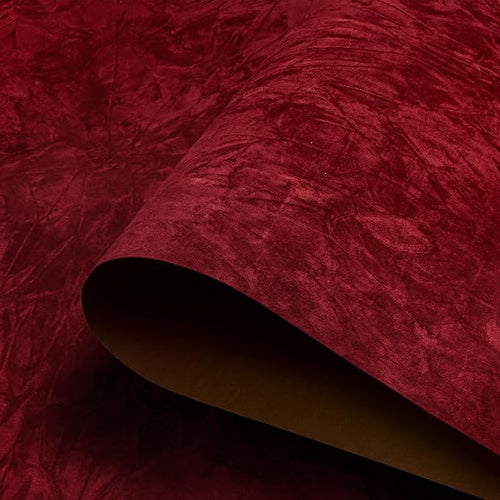 17.7"x317" Burgundy Suede Wallpaper Self Adhesive Velvet Flocking Liner Soft by HelloWall