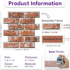 3D Peel and Stick Faux Brick Wall Panels 11.8" x 11.8" 10-Pack, Small - Image 5