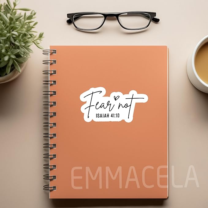 (3 Pack) Christian Stickers, “Fear Not – Isaiah 41:10” Bible Verse Decals – Waterproof Vinyl for Tumblers, Laptops, Water Bottles – 3 x 1.5 Inch