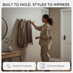 Homeforia Beech Wood Coat Hooks, High End Beech Wood & White Metal Wall Mounted - Image 2