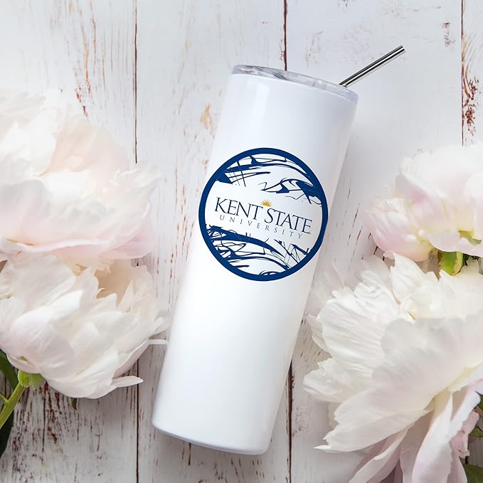 Kent State University Skinny Tumbler, Water Tumbler, Stainless Steel Tumbler, Tumbler Cup, Tumbler with Straw and Lid, Double Wall, Stainless Tumbler (Kent State University #16)