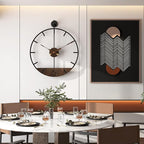 Modern Wood Walnut Dial Wall Clock, Large Simple Wall Decor Metal Frame Silent - Image 5
