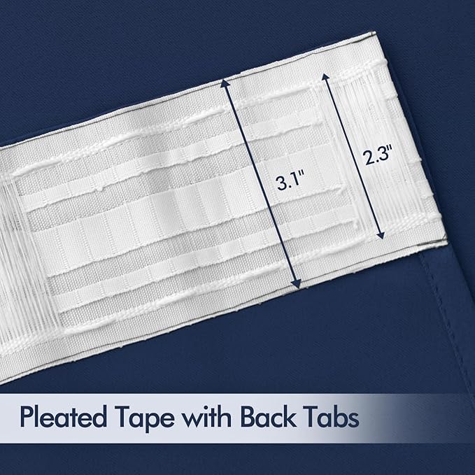 MIULEE Navy Blue Back Tab Blackout Curtains 102 Inch Long 2 Panels Set - Image 4