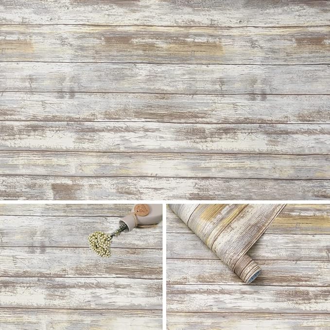 Arthome 11x100'' Gray Rustic Wood Contact Paper Peel and Stick Self-Adhesive by ArthomeWALLDECOR