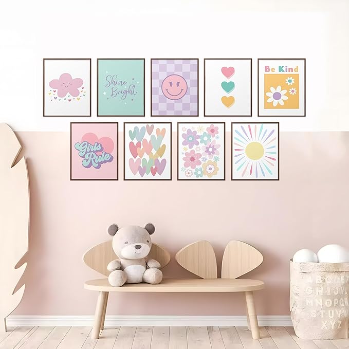 tgguytiy 9 Pcs Girls Room Wall Art Set, Cute Inspirational Nursery Decor - Image 5