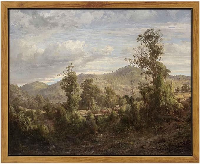 InSimSea Framed Canvas Wall Art Vintage Decor, Nature Landscape Paintings by InSimSeaArt