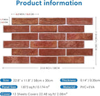 COMSTICKC 3D Red Faux Brick Wall Panel Peel and Stick Wall Stickers, DIY - Image 5