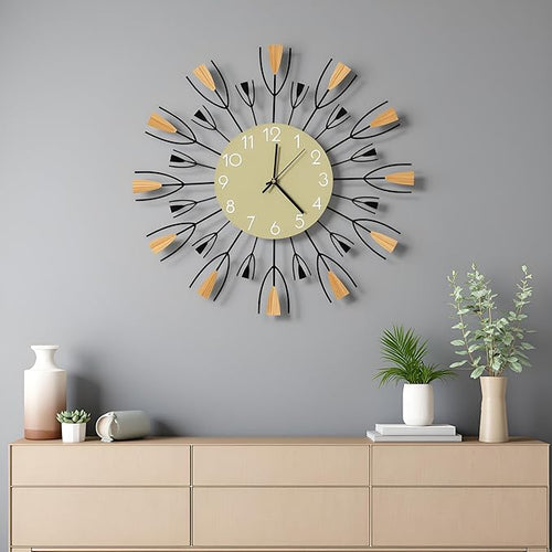 24 Inch Large Modern Wall Clock – Mid Century Sunburst Decorative Silent by XGGJWW