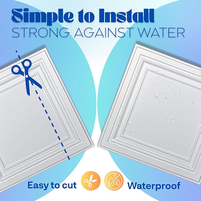 Art3d 12-Pack PVC Drop Ceiling Tiles, 2ft x 2ft, Bright White Finish - Image 4