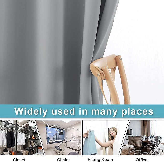 RYB HOME Grey Room Divider Curtains, Total Privacy Blackout Curtains Screen - Image 5