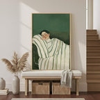 Framed Woman Bedroom Wall Art, Large Cozy Woman Canvas Painting - Image 7