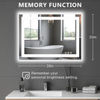 DUMOS 20.1"x28.1" LED Bathroom Mirror, Smart Anti-Fog Bathroom Vanity Mirror - Image 2