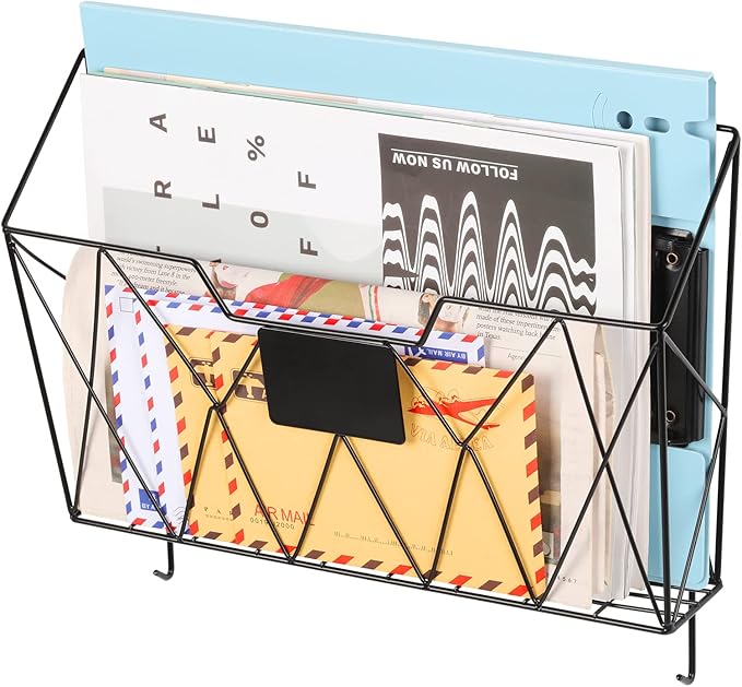 YBING Wall File Organizer for Office Hanging Wall File Holder and Basket Set of - Image 3