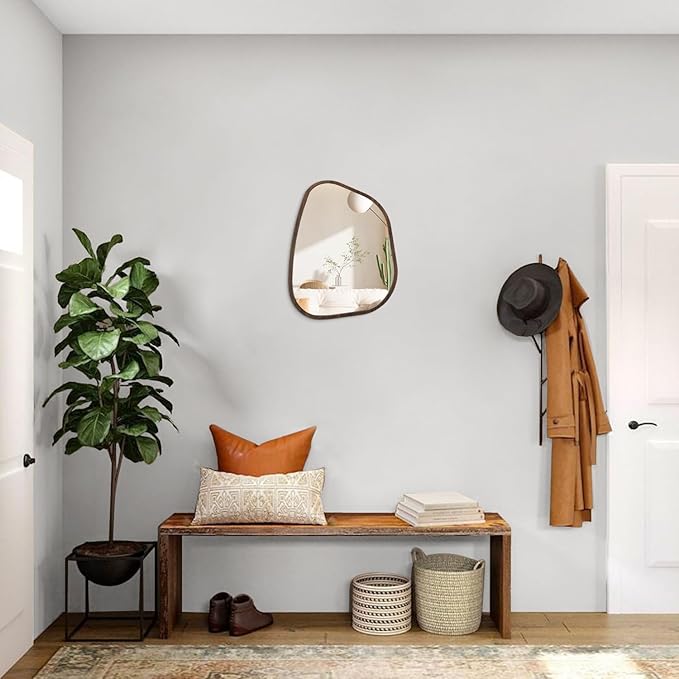 Asymmetrical Wall Mirror Irregular Wood Frame Modern Unique Wall-Mounted - Image 5