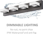 Ralbay Black Vanity Light Dimmable 4 Lights LED Modern Bathroom Vanity Lighting - Image 7