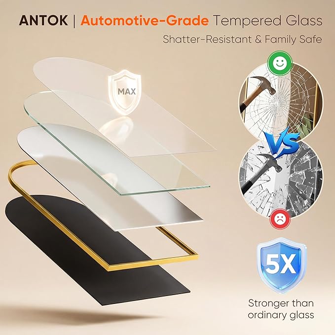 Antok 81" x41” Arched Full Length Floor Mirror, Free Standing/Wall Mount/Leaning - Image 8