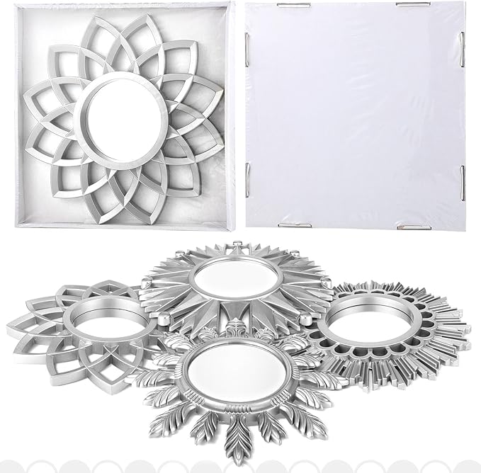 Dandat Set of 4 Gold Mirrors for Wall Decor Small Circle Flowers Mirrors - Image 5