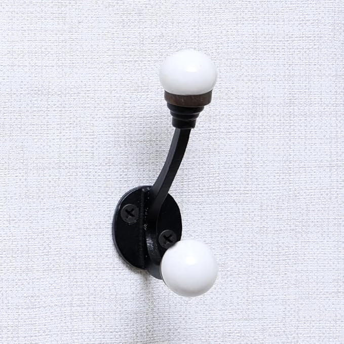 Indian Shelf Pack of 6 Double Prong White Decorative Coat Hooks Unique Coat by IndianShelf