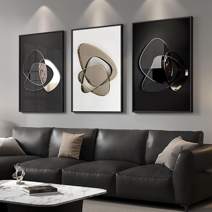 Large Framed Modern Elegant Abstract Wall Art - Image 2