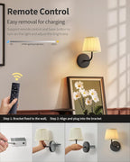 PUSU LED Cordless Black H9.6 inch Small Wall Sconces Set of 2, Rechargeable - Image 4