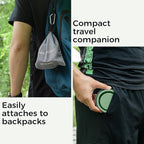 TakeToday Collapsible Travel Cup - Silicone Foldable Water Cup, BPA-Free with Lid & Waterproof Bag - Drinking Cup Set for Office, Camping & International Travel（8 Oz, Blue）