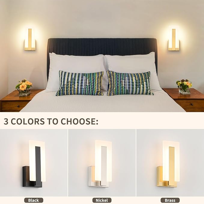 Joosenhouse Modern LED Wall Sconce Set of 2, Dimmable Hardwired Bathroom Vanity - Image 4