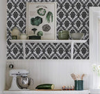 17.7" x 394" Black Peel and Stick Wallpaper Black Vintage Wall Paper - Image 4
