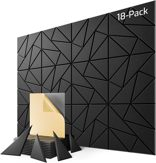 18-Pack Acoustic Panels, 11.8"x11.8"x0.4" Soundproof Wall Panels, Peel & Stick by Lebenforce