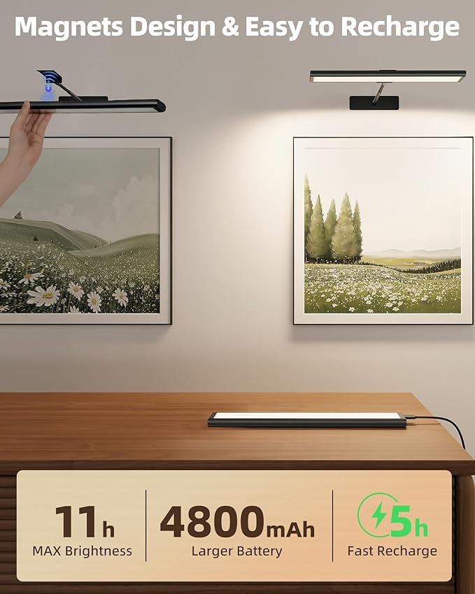 EZVALO Picture Light for Wall, 4800mAh Rechargeable Wireless Remote Battery - Image 3