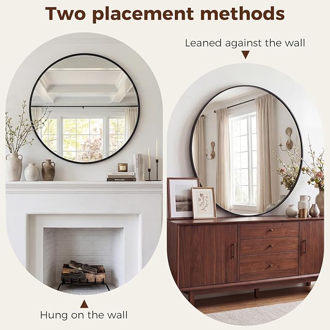 NEWBULIG 30 Inch Round Wall Mirror, Bathroom Mirror - Image 5
