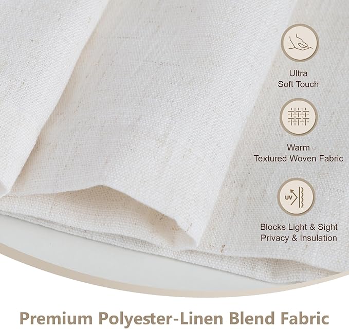 DEJAVU No Drill Cordless Blackout Roman Shades, Linen Textured Privacy Roman - Image 2