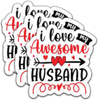 (3Pcs) I Love My Awesome Husband Sticker Gift from Wife to Husband on Father's Day, Wedding Anniversary to Show Love, Waterproof Vinyl Decal for Books Laptops Phones Water Bottles Tumblers, 3" x 2.9"