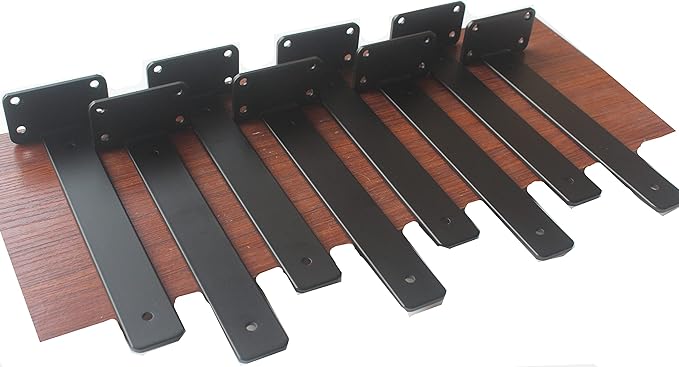8 Pack - 11 inch Black Hidden L Shelf Bracket Iron Floating Shelf Brackets - Image 8