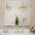 LOAAO 36x36 Inch White Metal Framed Bathroom Mirror by LOAAO