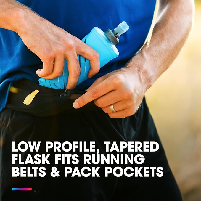 HydraPak PocketFlask 500ml - Compressible, Low Profile Soft Flask Water Bottle, Ideal Fit for Run Belts and Form Fitting Pockets with Locking Cap (500ml / 17oz)