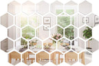 Shappy 32 Pcs Hexagon Mirror Wall Stickers Removable Silver Acrylic Mirror by Shappy