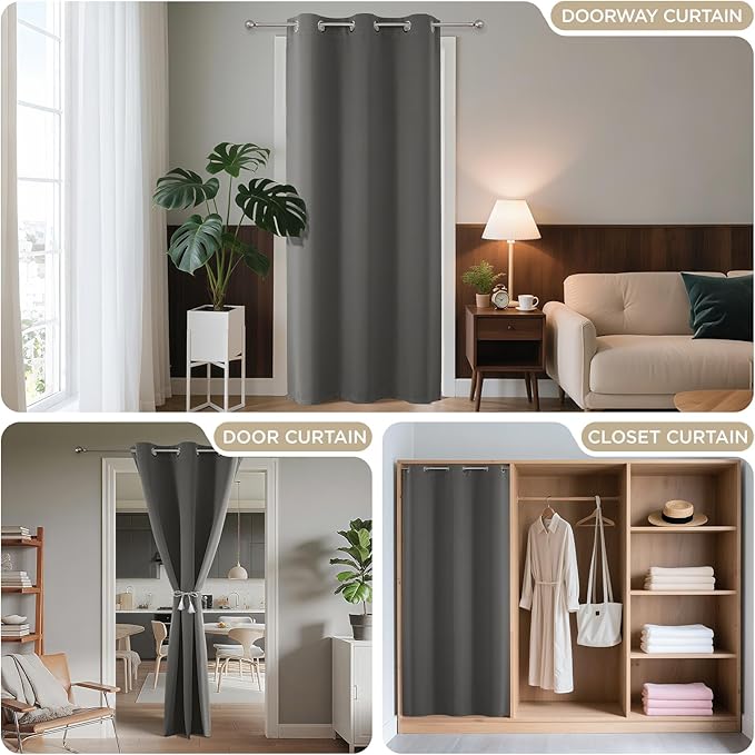 Joydeco Blackout Door Curtain for Doorway Privacy 84 Inches Long, Grommet - Image 4