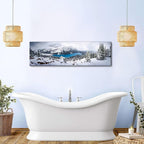 Snow Mountain Canvas Wall Art White Clouds Misty Forest Landscape Prints - Image 4