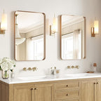 USHOWER Gold Bathroom Mirrors 24"x36" 2 Pack, Brushed Gold Rectangle Mirrors - Image 8
