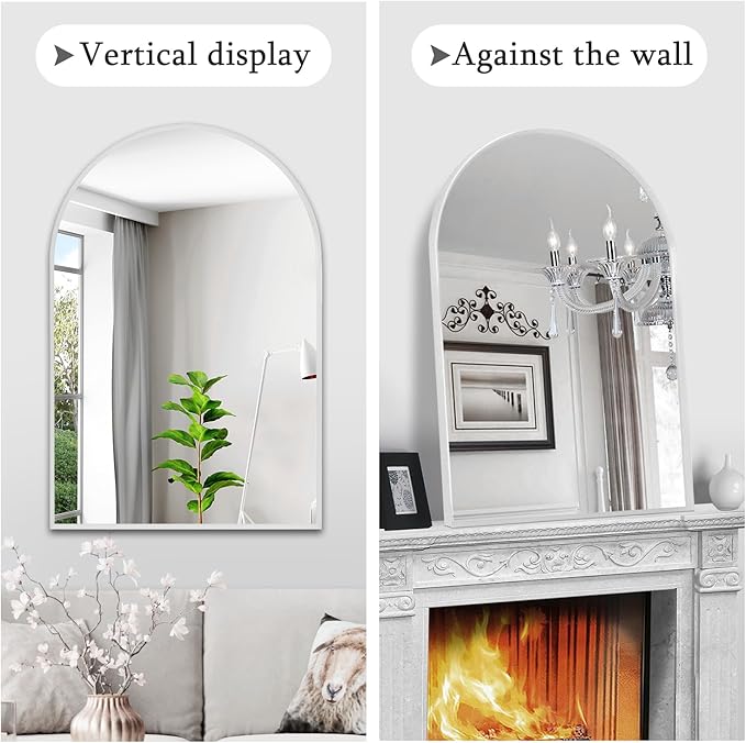 30" x 40" Silver Arched Mirror, Large Arch Bathroom Vanity and Wall Decor Mirror - Image 4