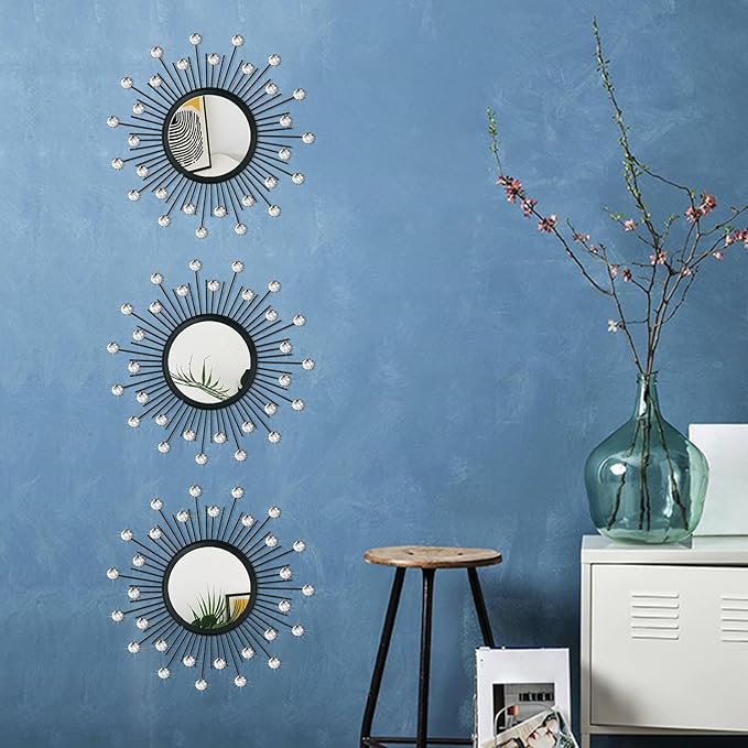 3 Pack Metal Mirrors for Wall Sunburst Wall Mirrors Home Décor Decorative - Image 6